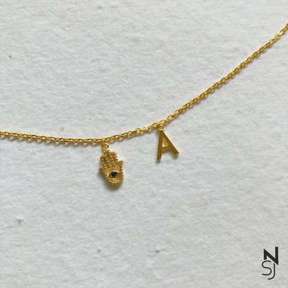 Custom Initial Hamsa Bracelet | Personalised 925 Silver Jewellery for Kids | Niashine