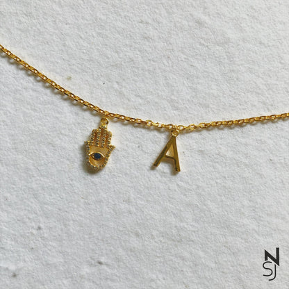 Custom Initial Hamsa Bracelet | Personalised 925 Silver Jewellery for Kids | Niashine