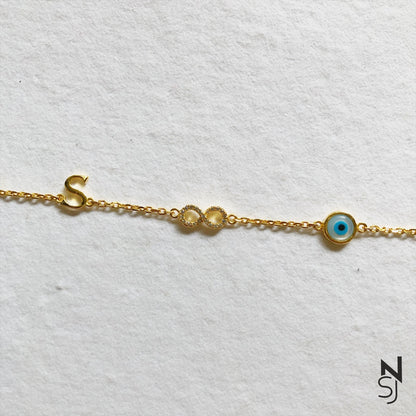 Infinity Love Initial Bracelet | Personalised 925 Silver Jewellery for Kids | Niashine