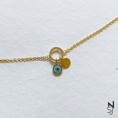 Custom Initial Evil Eye Bracelet | Personalised 925 Silver Jewellery for Kids | Niashine