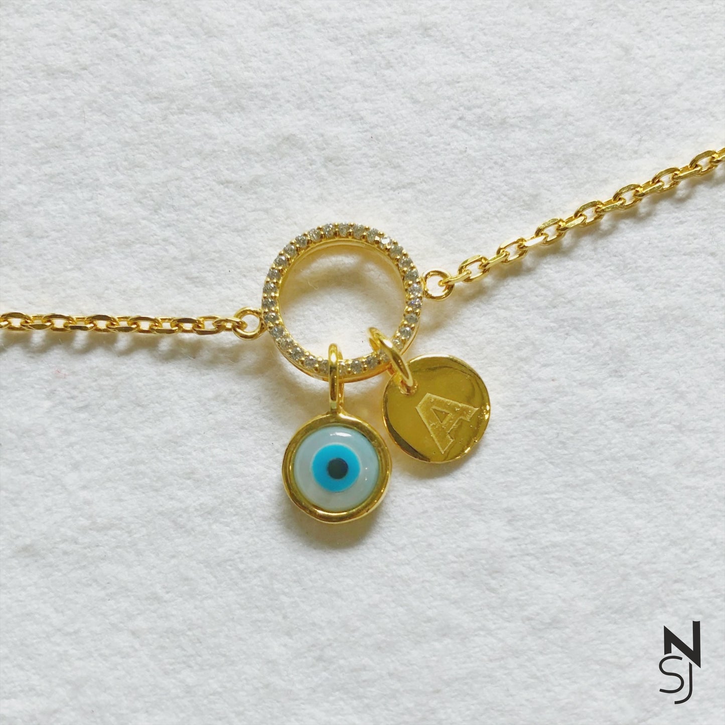 Custom Initial Evil Eye Bracelet