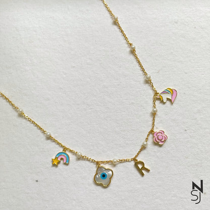Custom Initial Charm Neckchain | Personalised 925 Silver Jewellery for Kids | Niashine