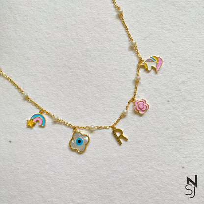 Custom Initial Charm Neckchain | Personalised 925 Silver Jewellery for Kids | Niashine
