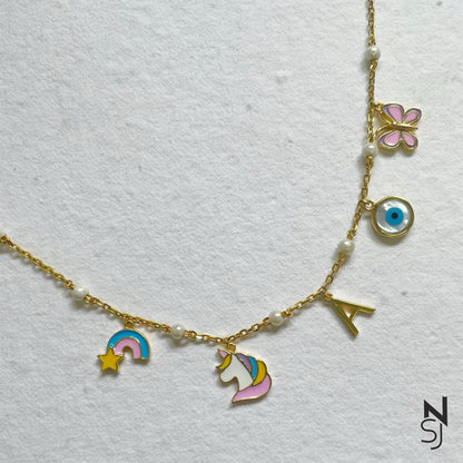 Custom Initial Charm Neckchain | Personalised 925 Silver Jewellery for Kids | Niashine