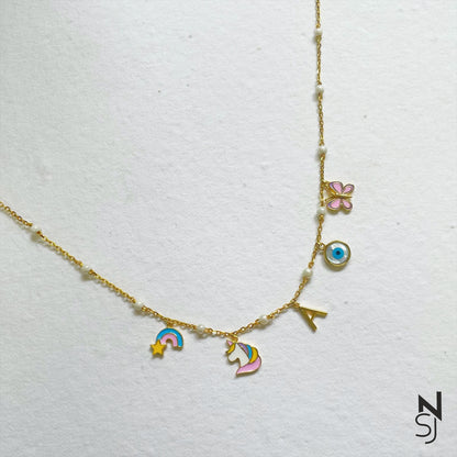 Custom Initial Charm Neckchain | Personalised 925 Silver Jewellery for Kids | Niashine
