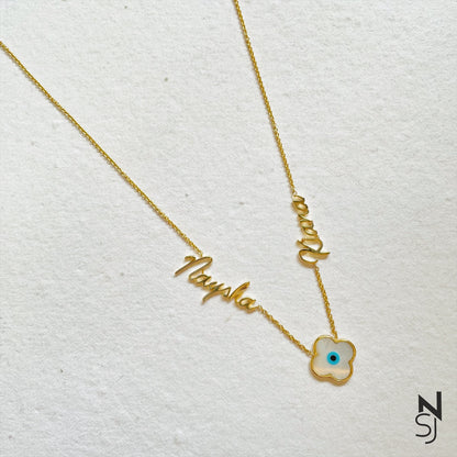Custom Name Evil Eye Neckchain | Personalised 925 Silver Jewellery for Kids | Niashine