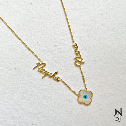 Custom Name Evil Eye Neckchain | Personalised 925 Silver Jewellery for Kids | Niashine