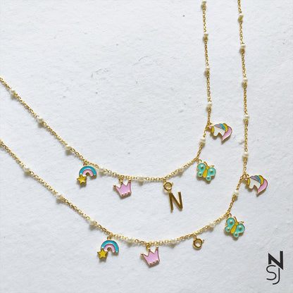 Changeable Custom Initial Charm Neckchain | Personalised 925 Silver Jewellery for Kids | Niashine