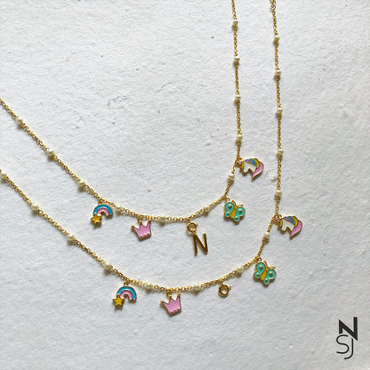 Changeable Custom Initial Charm Neckchain | Personalised 925 Silver Jewellery for Kids | Niashine