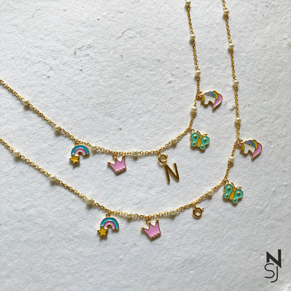 Changeable Custom Initial Charm Neckchain | Personalised 925 Silver Jewellery for Kids | Niashine