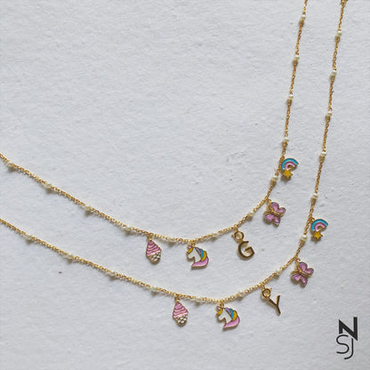Changeable Custom Initial Charm Neckchain | Personalised 925 Silver Jewellery for Kids | Niashine