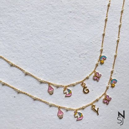 Changeable Custom Initial Charm Neckchain | Personalised 925 Silver Jewellery for Kids | Niashine