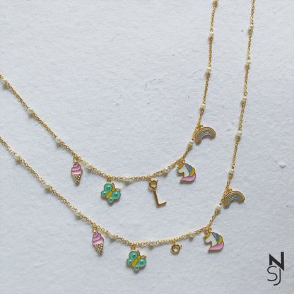 Changeable Custom Initial Charm Neckchain | Personalised 925 Silver Jewellery for Kids | Niashine
