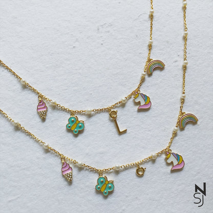 Changeable Custom Initial Charm Neckchain | Personalised 925 Silver Jewellery for Kids | Niashine