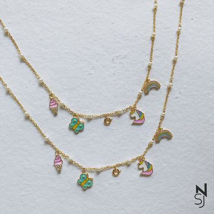 Changeable Custom Initial Charm Neckchain | Personalised 925 Silver Jewellery for Kids | Niashine