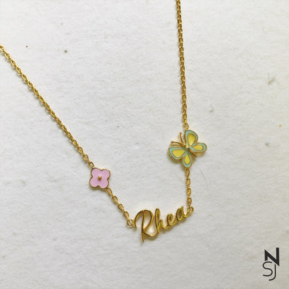 Butterfly Love Custom Name Neckchain | Personalised 925 Silver Jewellery for Kids | Niashine
