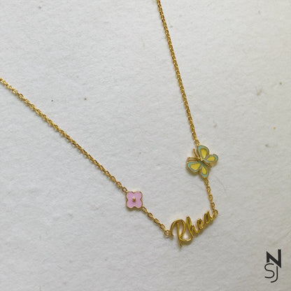 Butterfly Love Custom Name Neckchain | Personalised 925 Silver Jewellery for Kids | Niashine