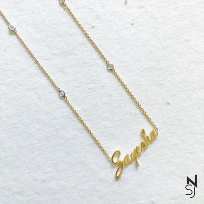 Custom Name Studded Neckchain | Personalised 925 Silver Jewellery for Kids | Niashine