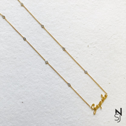 Custom Name Studded Neckchain | Personalised 925 Silver Jewellery for Kids | Niashine
