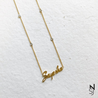 Custom Name Studded Neckchain | Personalised 925 Silver Jewellery for Kids | Niashine