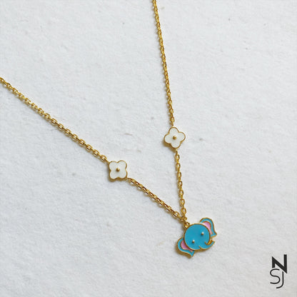 Elephant & Flower Neckchain | Personalised 925 Silver Jewellery for Kids | Niashine