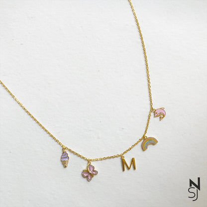 Custom Initial Charm Neckchain | Personalised 925 Silver Jewellery for Kids | Niashine