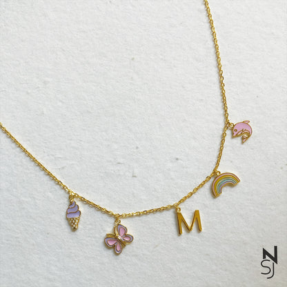 Custom Initial Charm Neckchain | Personalised 925 Silver Jewellery for Kids | Niashine