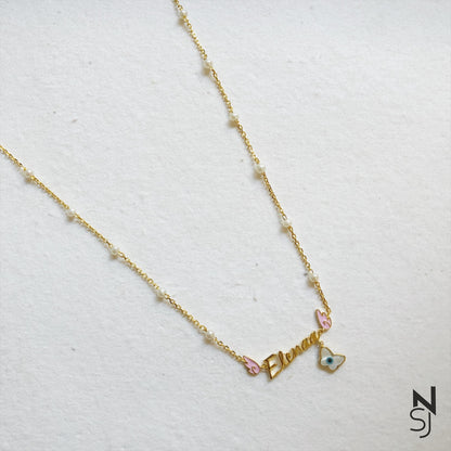 Angel Wing Neckchain with Evil Eye Butterfly | Personalised 925 Silver Jewellery for Kids | Niashine