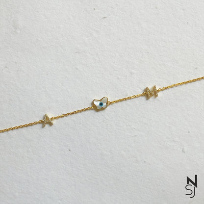 Studded Initial Bracelet | Personalised 925 Silver Jewellery for Kids | Niashine