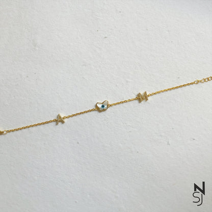 Studded Initial Bracelet | Personalised 925 Silver Jewellery for Kids | Niashine