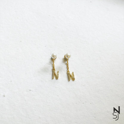 Initial Dangling Studs | Personalised 925 Silver Jewellery for Kids | Niashine