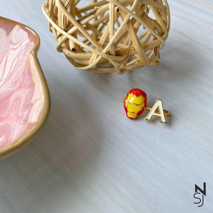 Iron Man Initial Collar Pin | Personalised 925 Silver Jewellery for Kids | Niashine