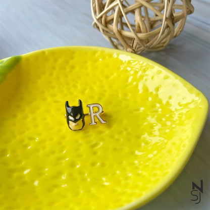 Batman Initial Collar Pin | Personalised 925 Silver Jewellery for Kids | Niashine