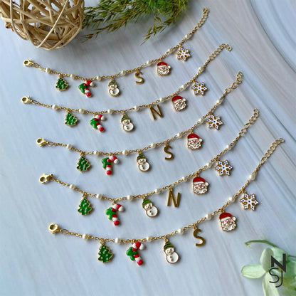 It's a Merry Christmas Charm Bracelet | Personalised 925 Silver Jewellery for Kids | Niashine