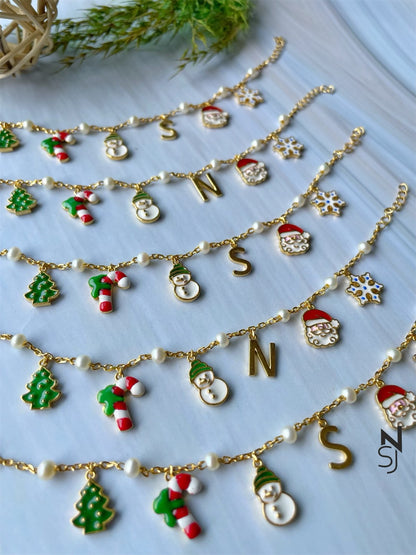 It's a Merry Christmas Charm Bracelet | Personalised 925 Silver Jewellery for Kids | Niashine