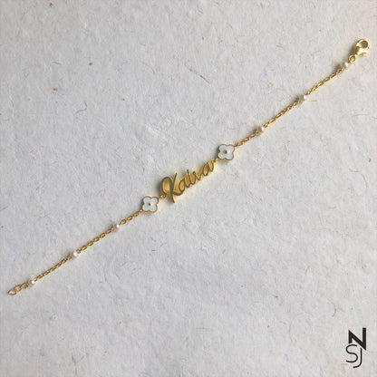 Custom Name Flower Bracelet | Personalised 925 Silver Jewellery for Kids | Niashine