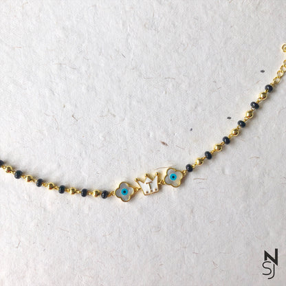 Crown & Clover Evil Eye Nazariya | Personalised 925 Silver Jewellery for Kids | Niashine