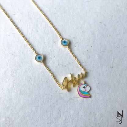 Custom Name Unicorn Neckchain | Personalised 925 Silver Jewellery for Kids | Niashine