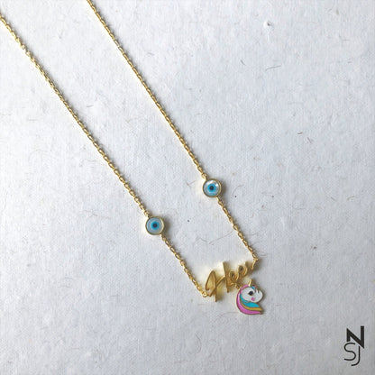Custom Name Unicorn Neckchain | Personalised 925 Silver Jewellery for Kids | Niashine