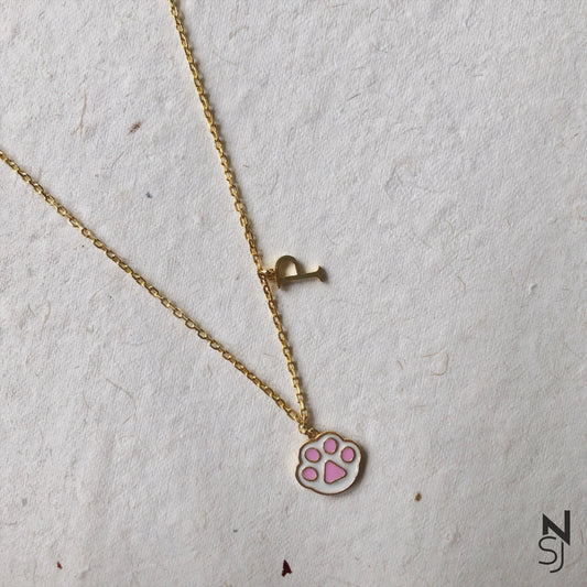Paw & Custom Initial Neckchain