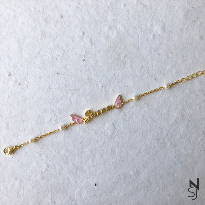 Custom Name Angel Wings Bracelet | Personalised 925 Silver Jewellery for Kids | Niashine