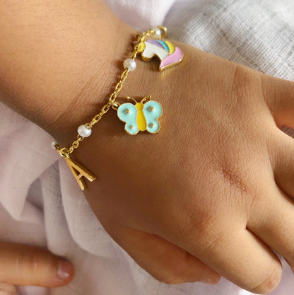 Charm Bracelet with Custom Initial | Personalised 925 Silver Jewellery for Kids | Niashine