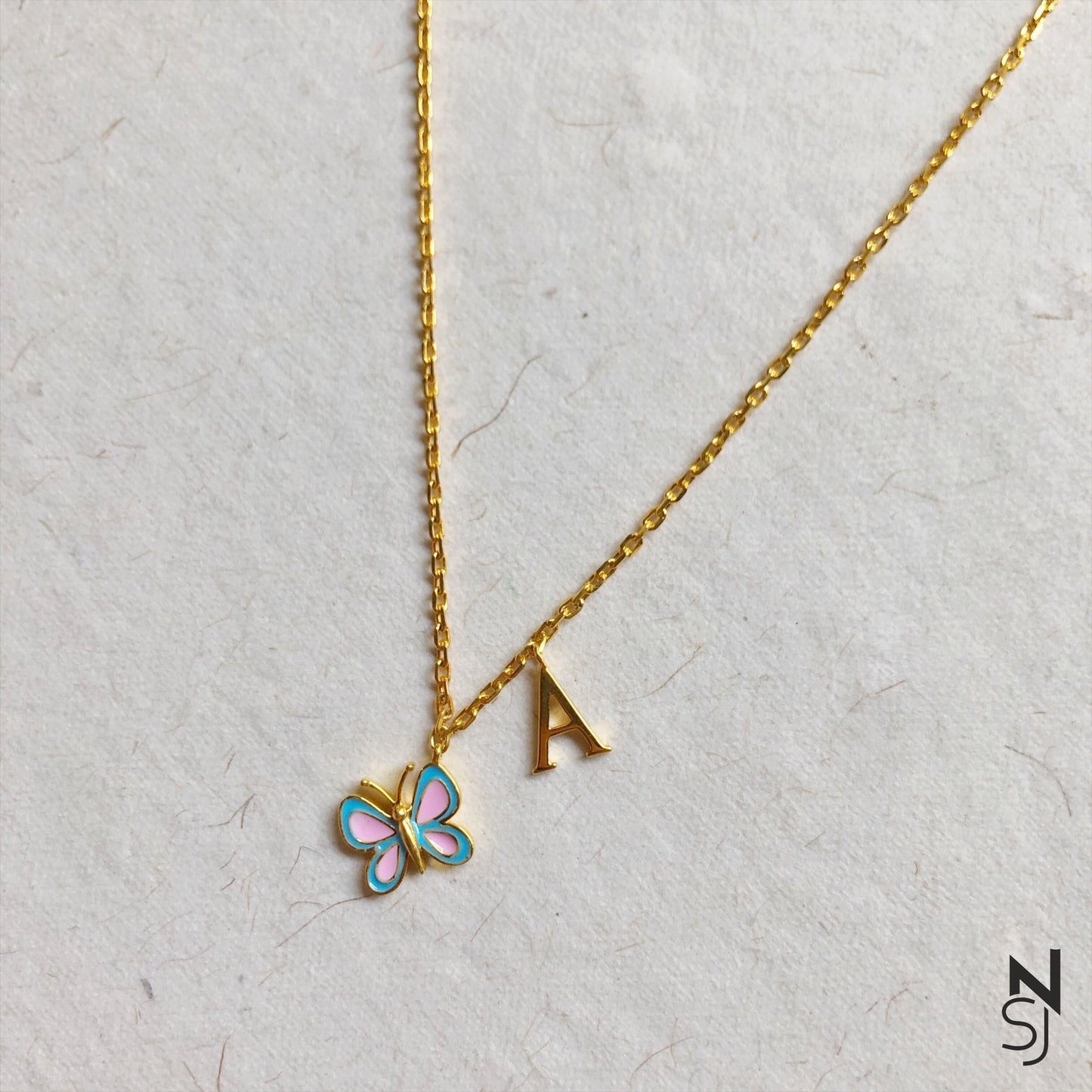 Butterfly with Custom Initial Neckchain
