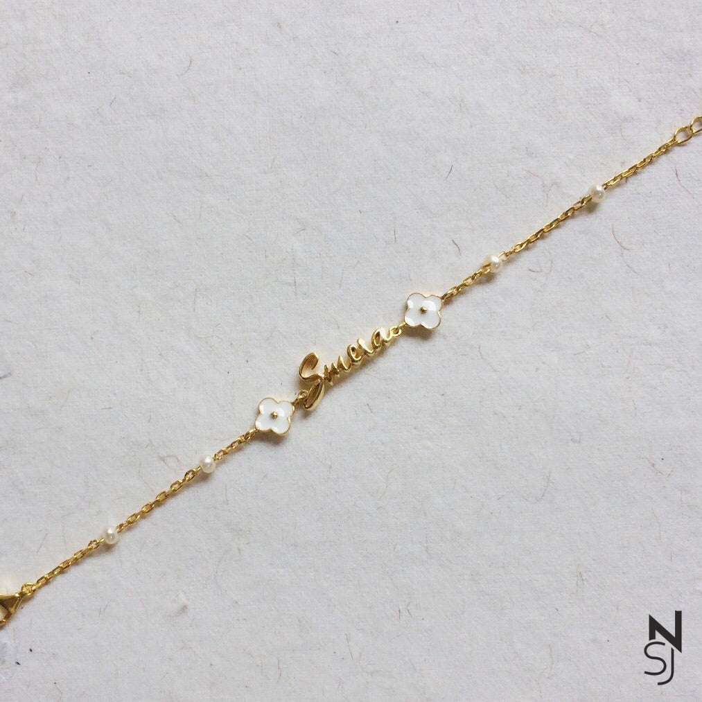 Custom Name Flower Bracelet