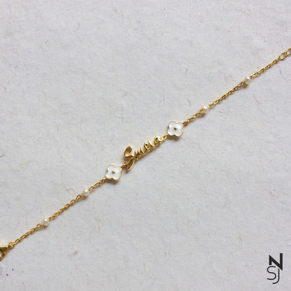 Custom Name Flower Bracelet | Personalised 925 Silver Jewellery for Kids | Niashine