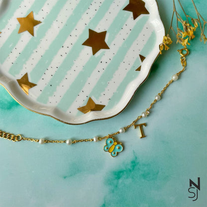 Butterfly & Custom Initial Bracelet | Personalised 925 Silver Jewellery for Kids | Niashine