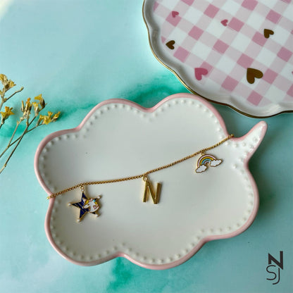 Custom Initial Charm Bracelet | Personalised 925 Silver Jewellery for Kids | Niashine