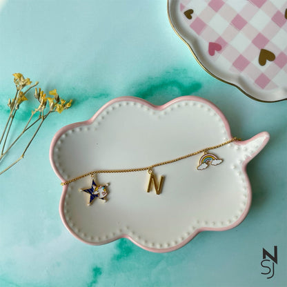 Custom Initial Charm Bracelet | Personalised 925 Silver Jewellery for Kids | Niashine