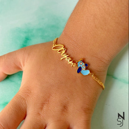 Custom name with Aeroplane Bracelet | Personalised 925 Silver Jewellery for Kids | Niashine