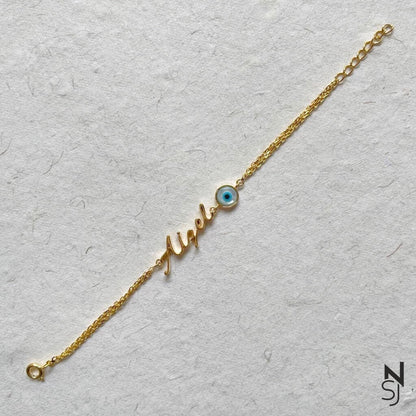 Custom Name Evil Eye Bracelet | Personalised 925 Silver Jewellery for Kids | Niashine